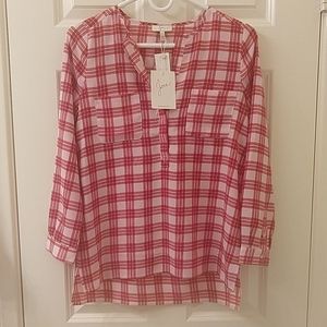 Plaid high-low top by Joie